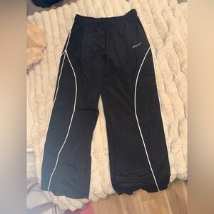 Black Track Pants with White Piping